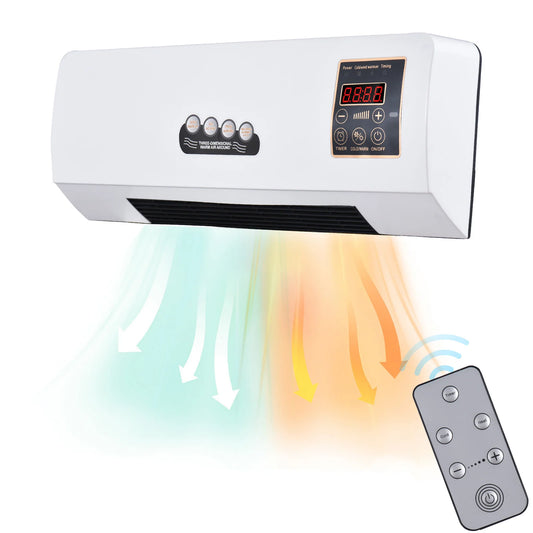 2 In 1 Heater And Fan With WirelessRemote Wall Mount