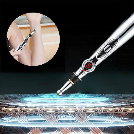 Electronic Acupuncture Pen With Three Massage Heads And Point Finder