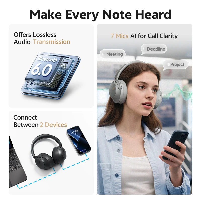 QCY H3S Over Ear Headphones With LDAC Spatial Sound ANC