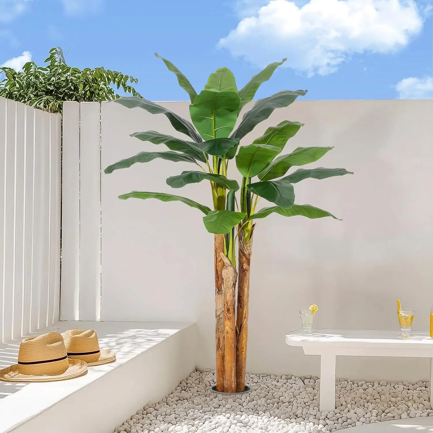 HiMiss Artificial Banana Tree Lifelike Faux Tropical Indoor Plant