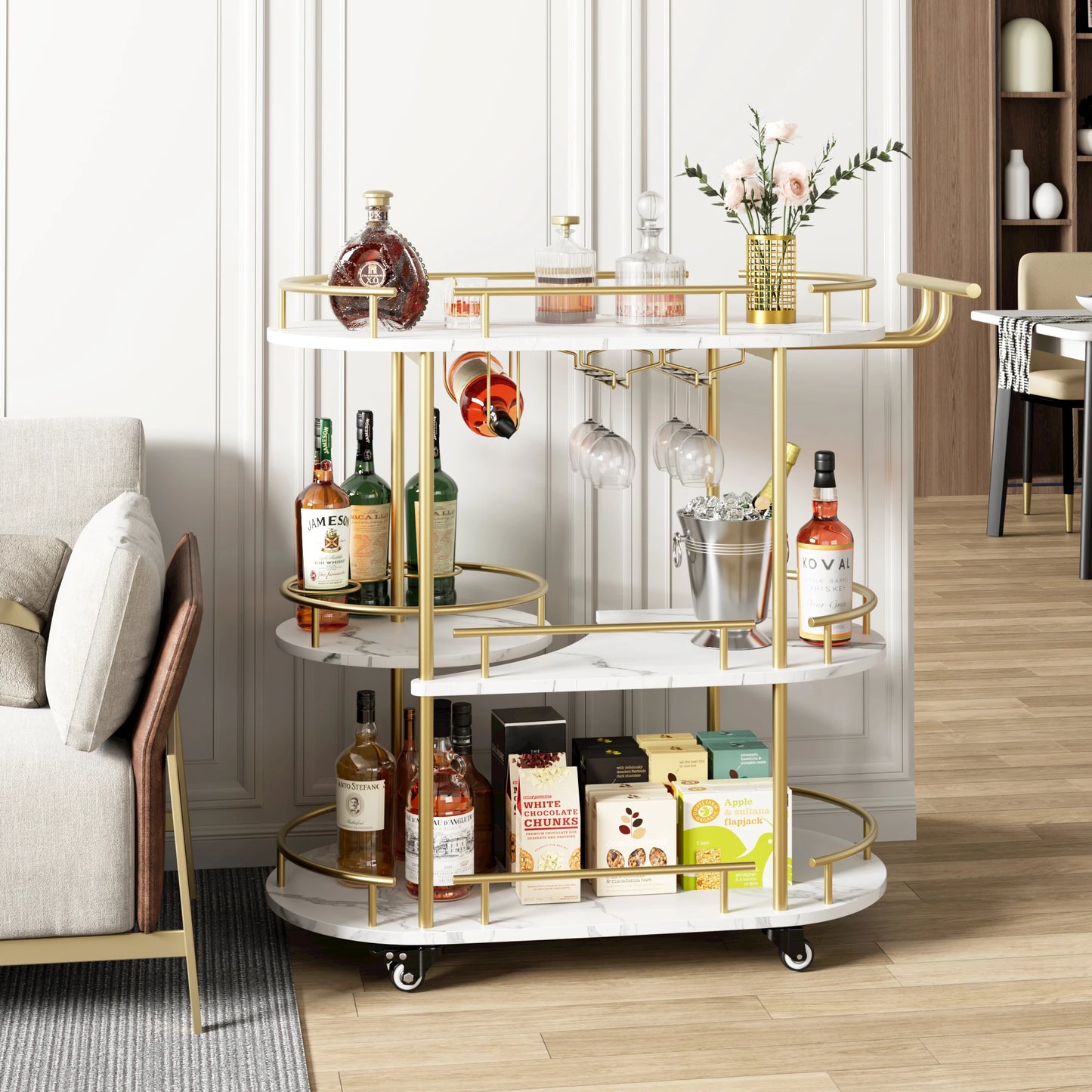 Twister Ck Four Tier Mobile Bar Cart With Wine Rack