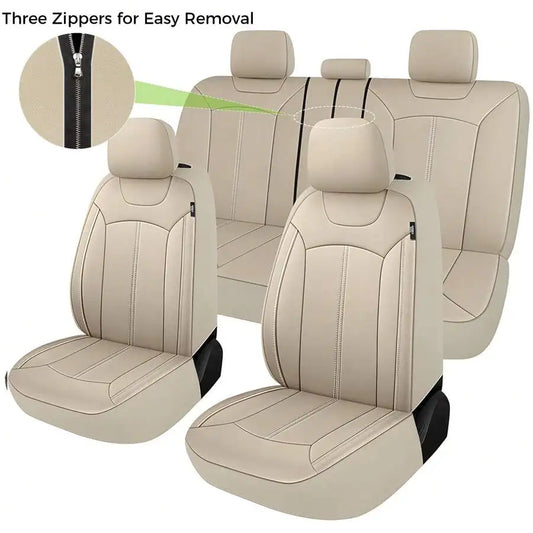 PVC Car Seat Covers for 5 Seats With Backrest Zipper