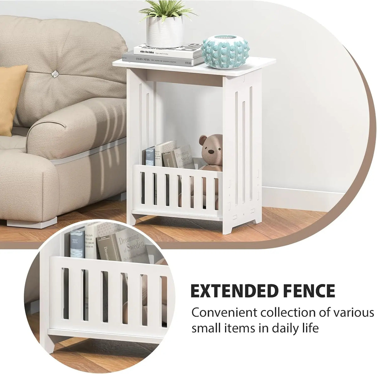 Oyajia Bedside Table With Storage Shelf For Home Use