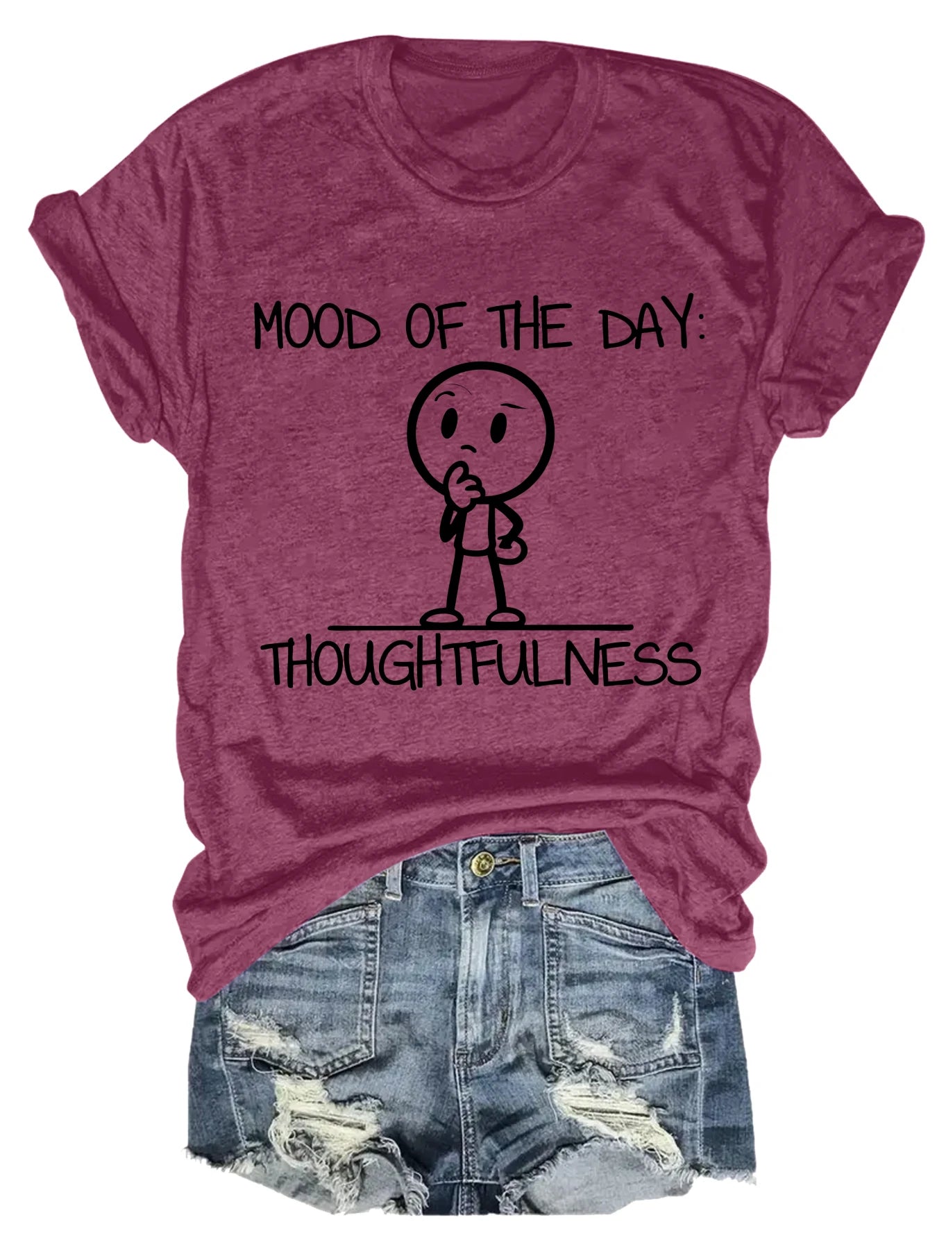 Mood Of The Day Thoughtfulness Short Sleeve Shirt For Women