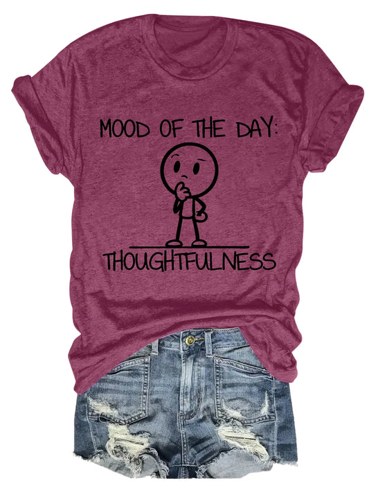 Mood Of The Day Thoughtfulness Short Sleeve Shirt For Women