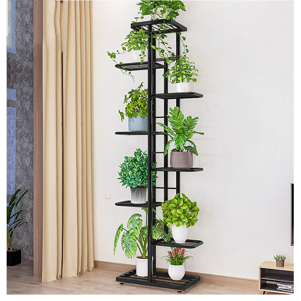 Durable Steel Eight Tier Plant Stand For Indoor Outdoor Garden