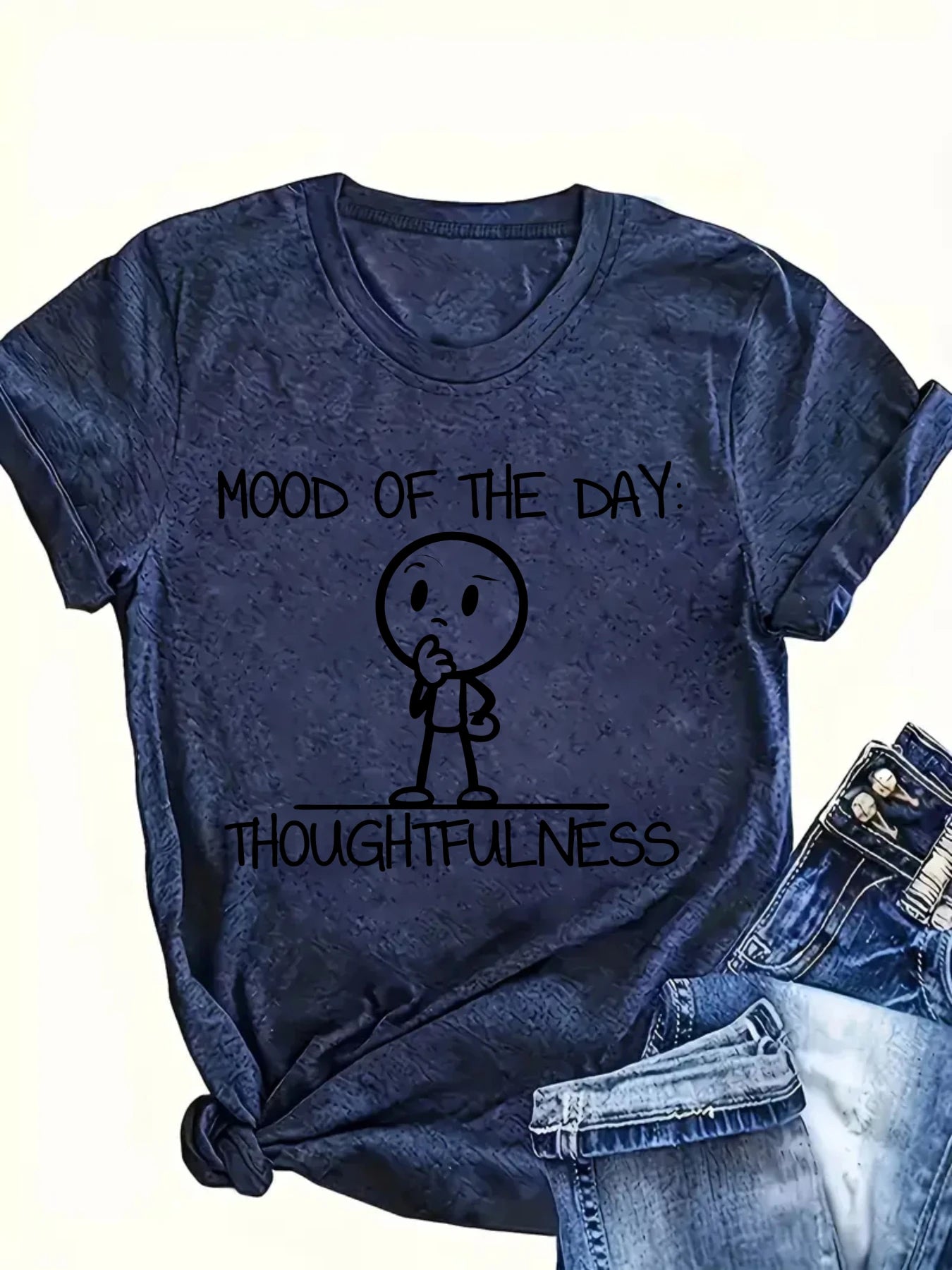 Mood Of The Day Thoughtfulness Short Sleeve Shirt For Women