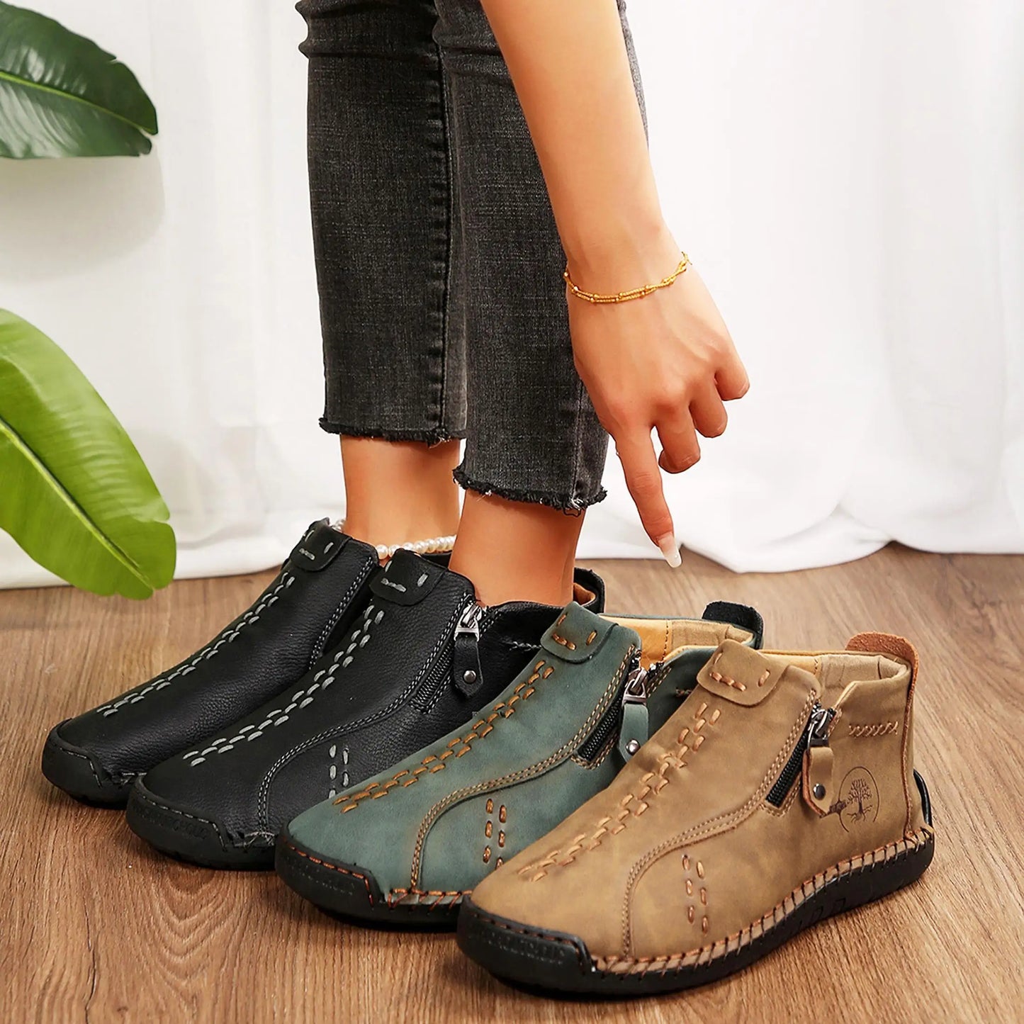 Womens Slip On Lightweight Casual Ankle Boots For Walking