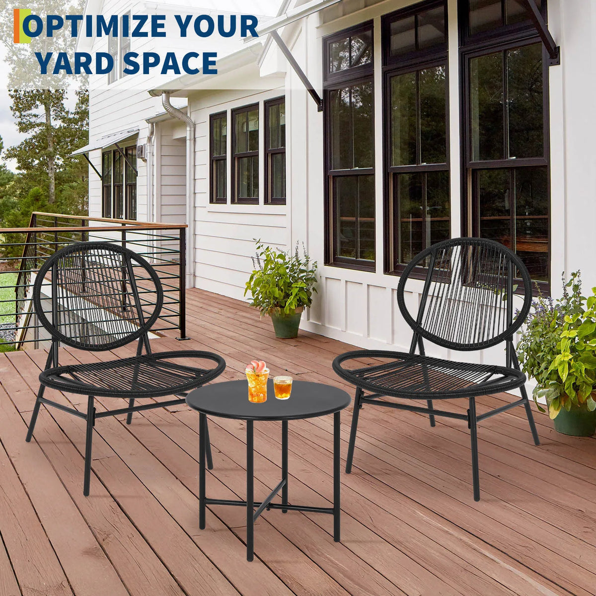HiMISS Acapulco Patio Bistro Set Modern Outdoor Conversation Furniture