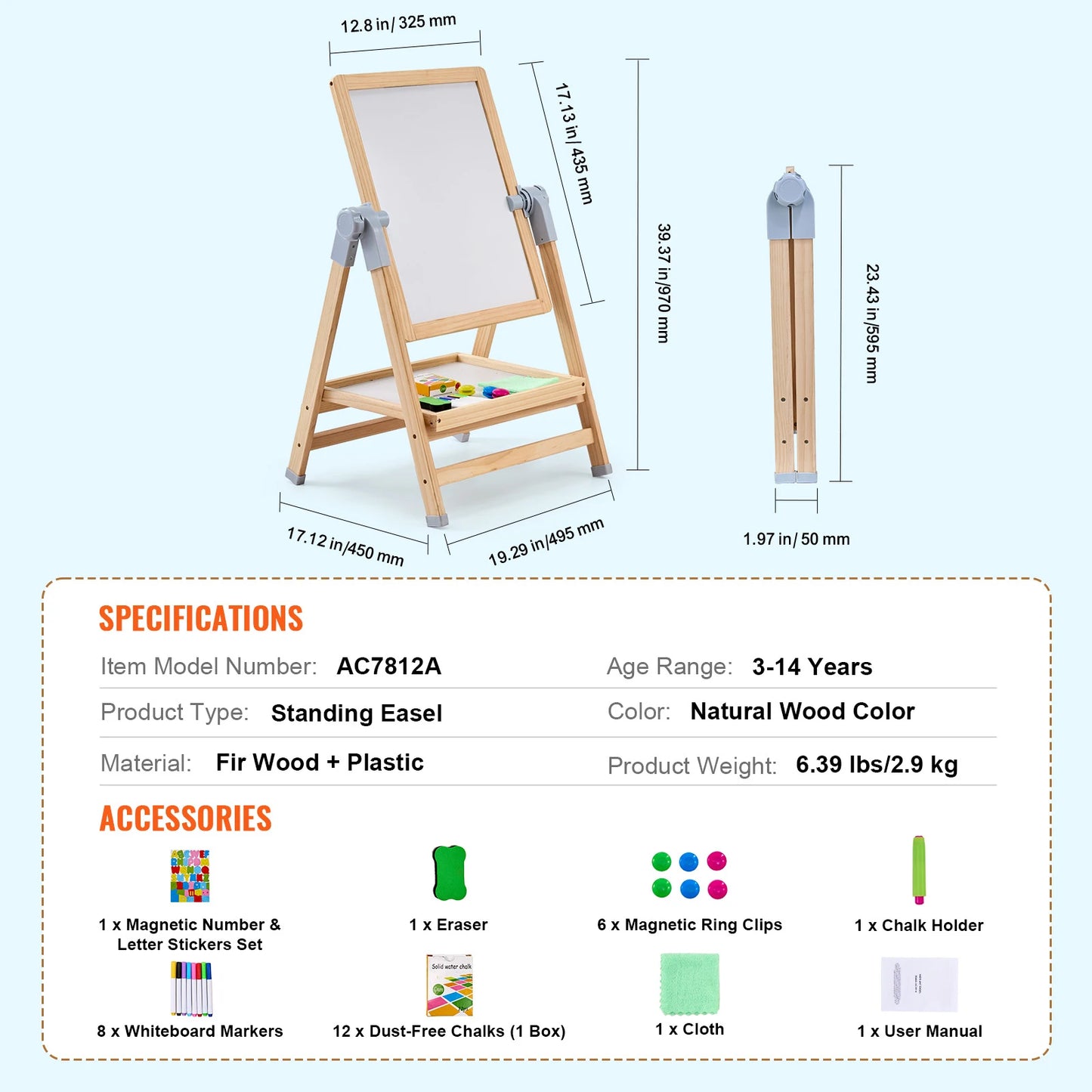 SucceBuy Standing Magnetic Drawing Board With Art Easel And Accessories