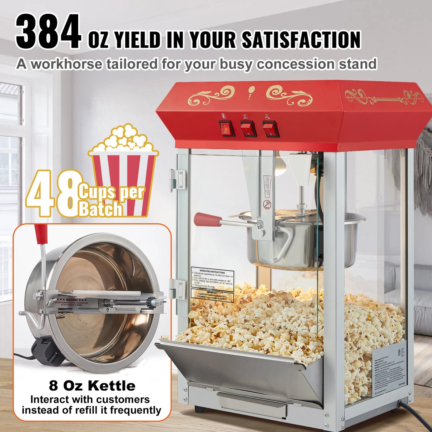 Succebuy Commercial Electric Popcorn Maker With 304 Stainless Steel