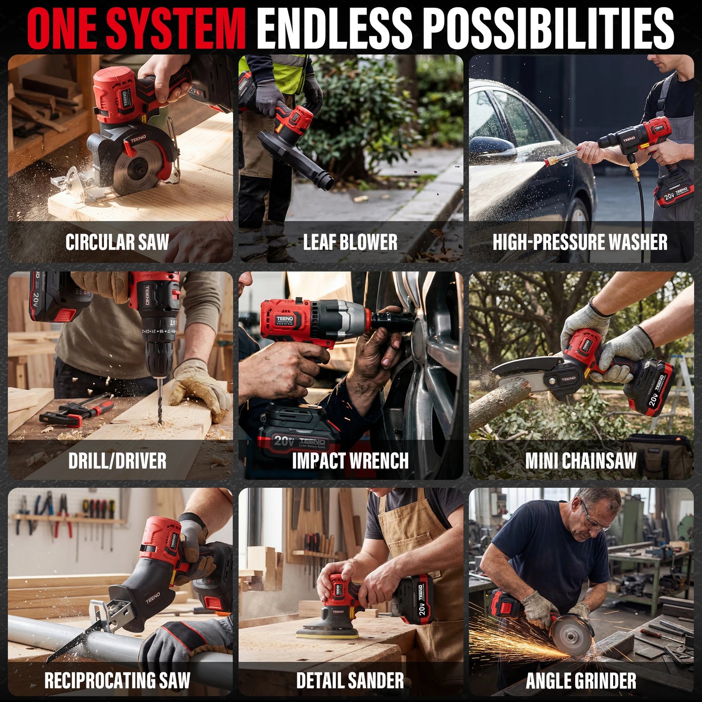20V Max 9-In-1 Cordless Tool Combo Kit Batteries Included