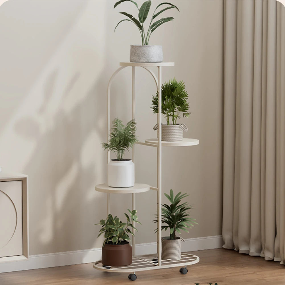 TWISTER.CK Wrought Iron Multi Tier Plant Rack Wheeled Corner