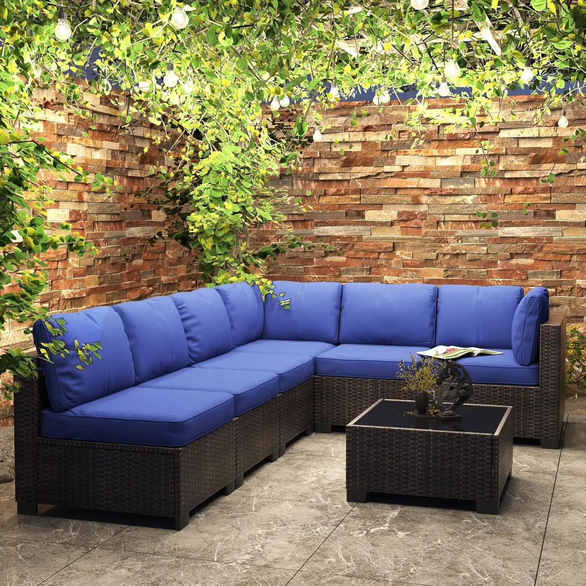 HiMISS Outdoor Modular Rattan Sectional Sofa Conversation Set