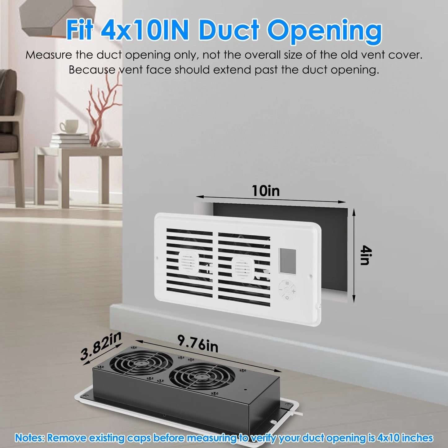 Smart Register Booster Fan With Remote Control For HVAC Ducts