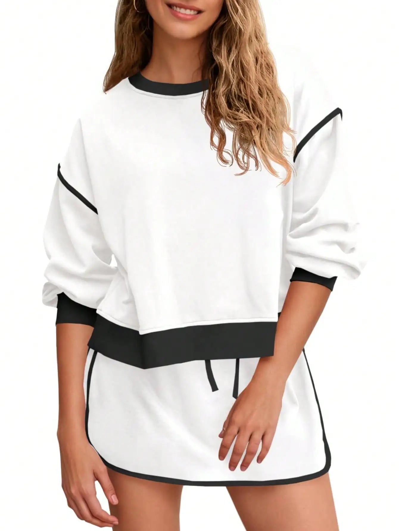 Fisoew Women's Crewneck Sweatsuit Set Oversized Loungewear