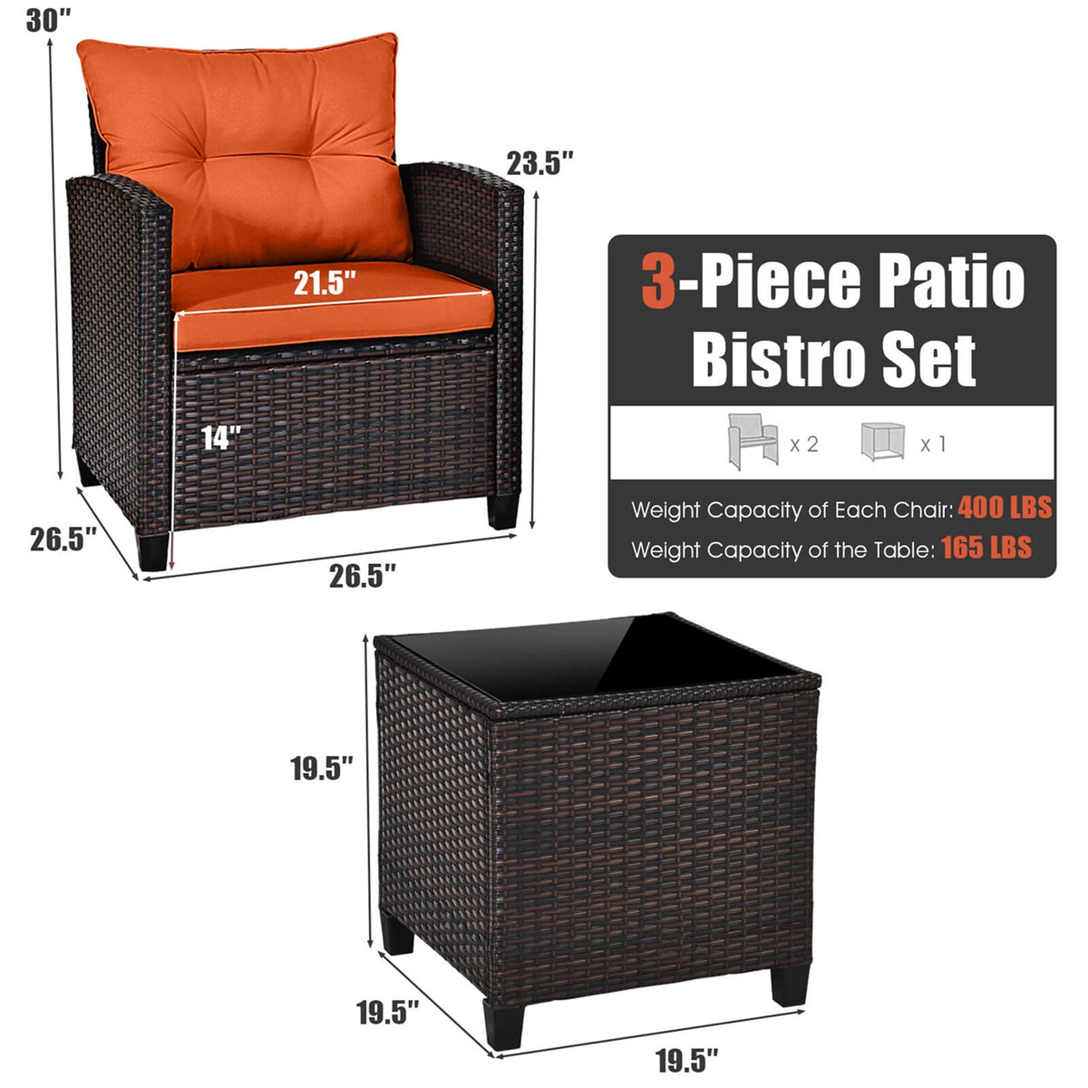 HOMASIS Outdoor Rattan Conversation Furniture Set With Cushions