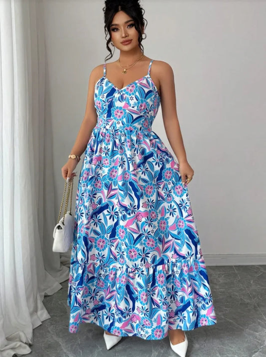 Floral Camisole Dress With Gentle Fit For Daily Commute