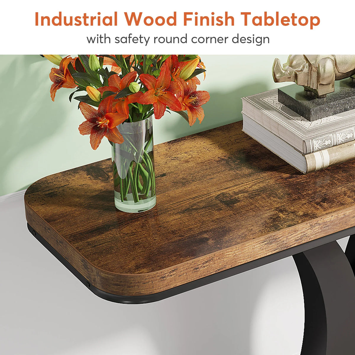 Tribesigns Industrial Console Table With Geometric Base For Entryways