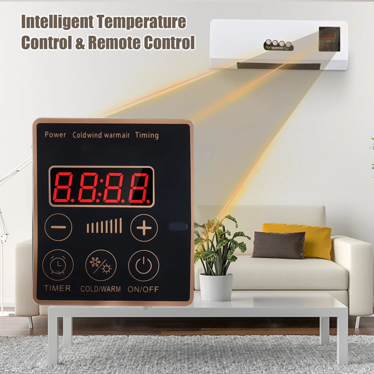 2 In 1 Heater And Fan With WirelessRemote Wall Mount