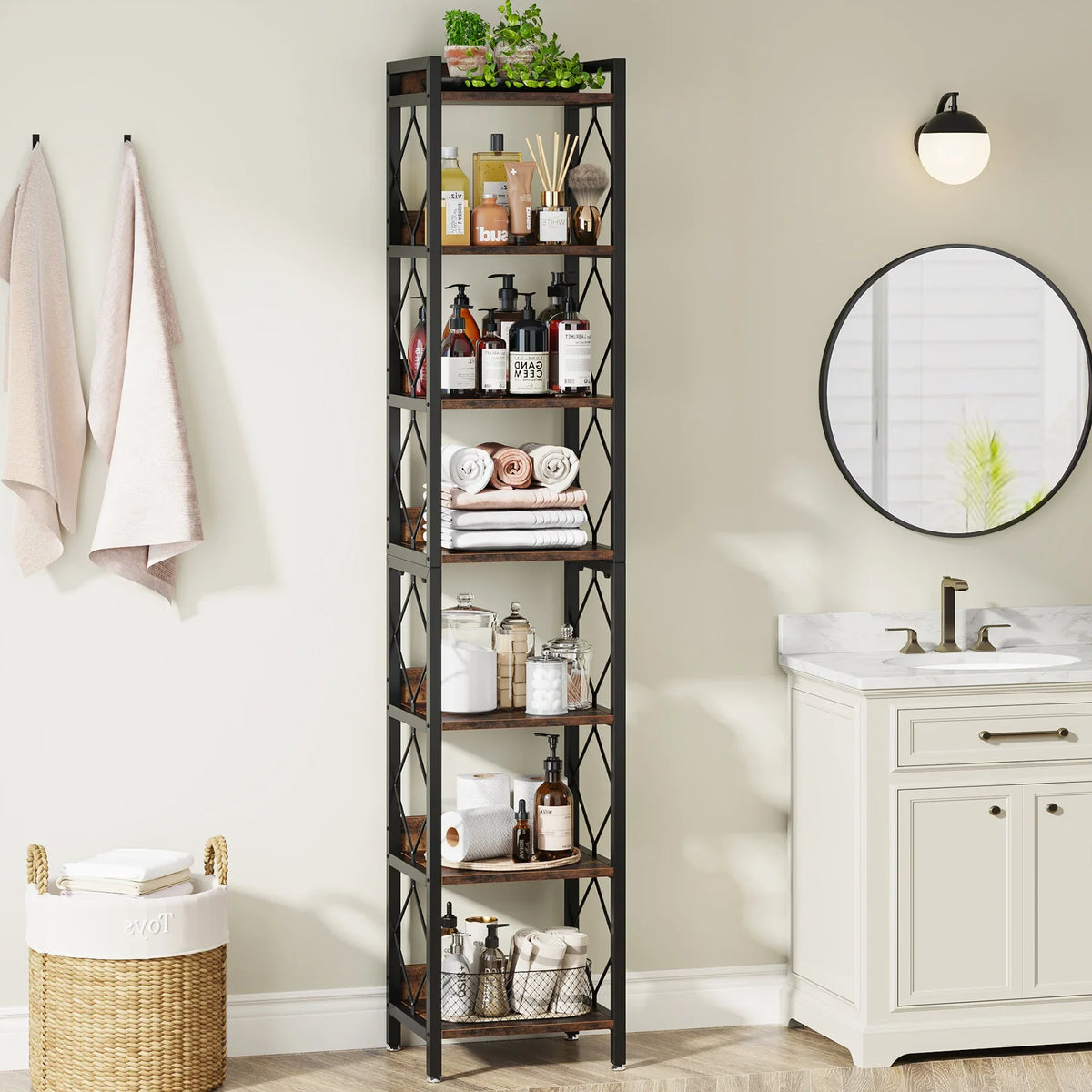 Tribesigns Narrow Bookshelf With Seven Tier Display Shelves
