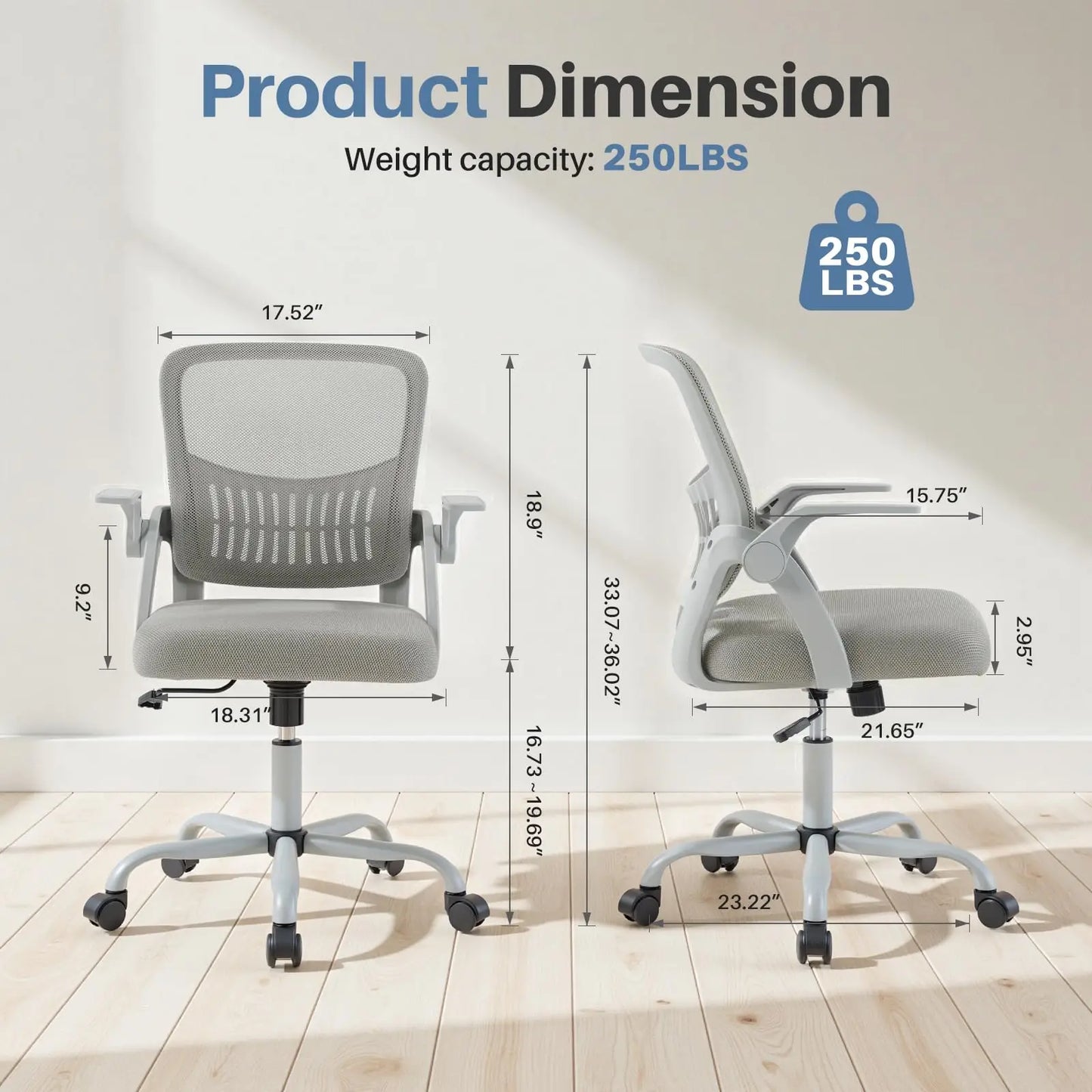 JHK Ergonomic Mid Back Office Chair With Lumbar Support