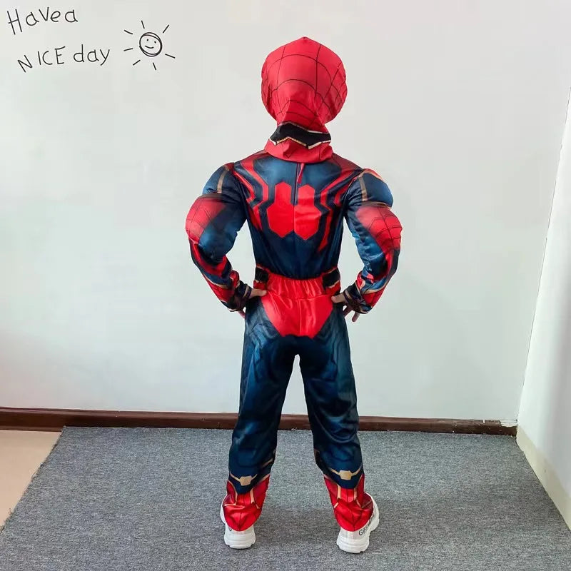 Kids Iron Spider Cosplay Jumpsuit And Mask Costume Set