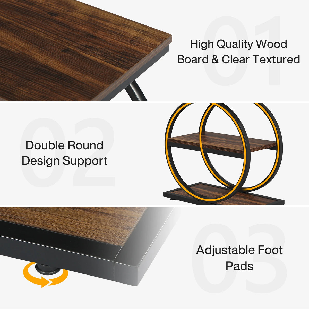 Tribesigns Narrow Industrial End Table With Three Storage Shelves