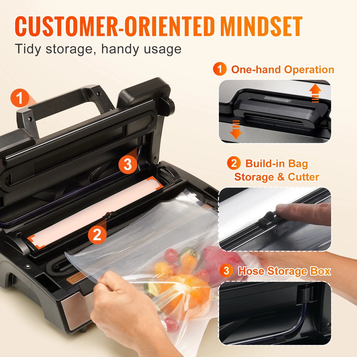 Succebuy 130W Vacuum Sealer With Bags For Kitchen Food Preservation