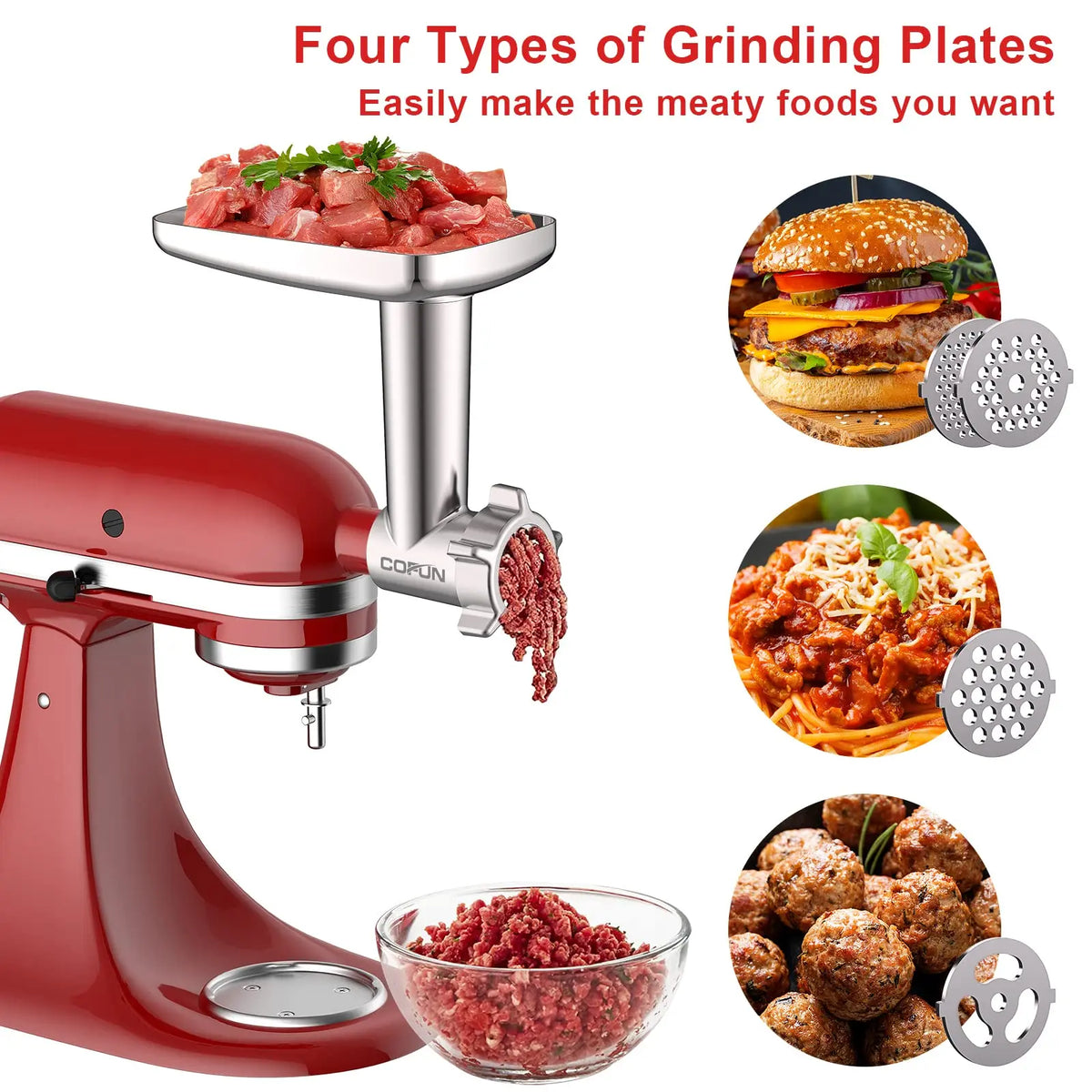 GVODE Stainless Steel Meat Grinder Attachment For KitchenAid Mixer
