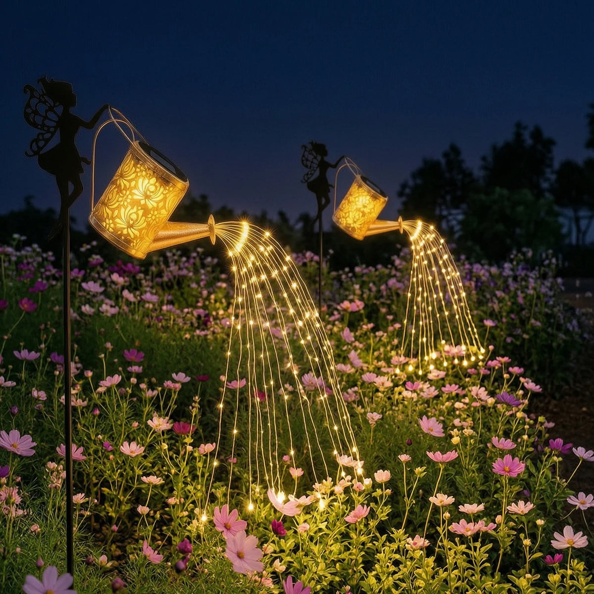 Solar Watering Can Fairy Lights Outdoor Garden Decoration