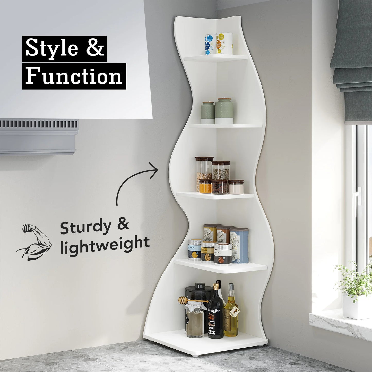 Tribesigns Five Tier Corner Shelf Wall Bookcase And Plant Stand