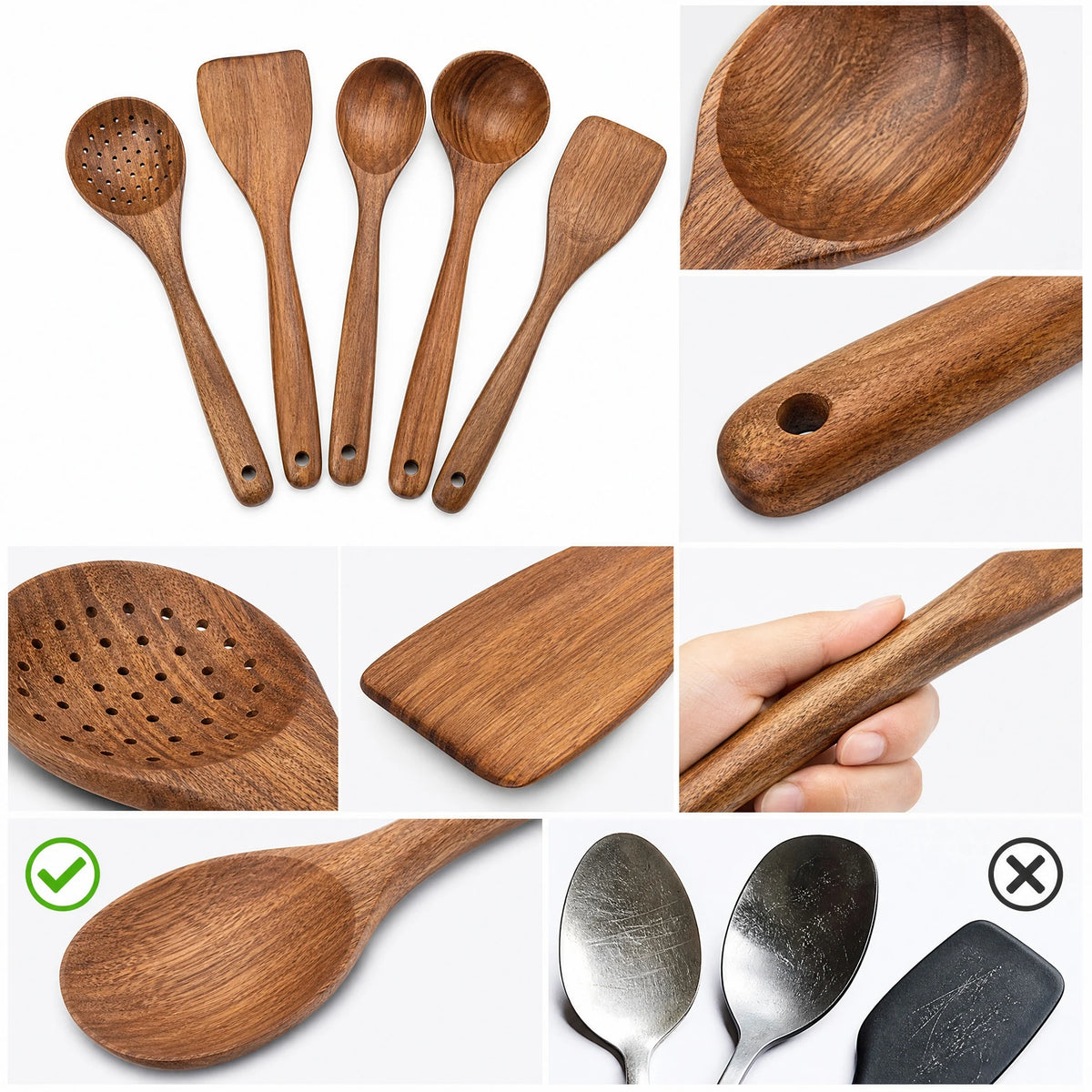 Wooden Kitchen Utensil Set For Everyday Cooking And Baking