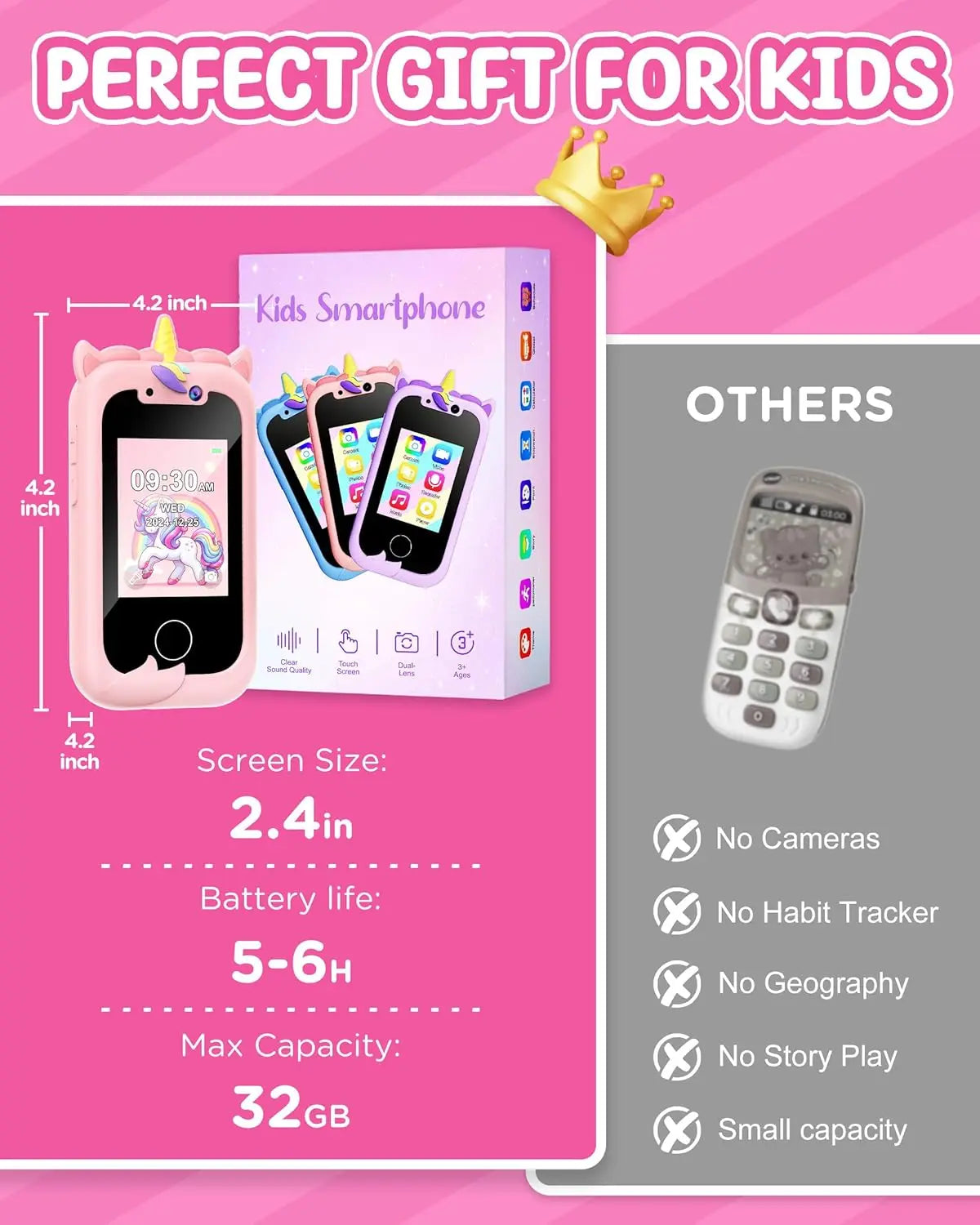 Kids Smart Phone Toy for Children 3-10 Learning Real Play Cell Phone