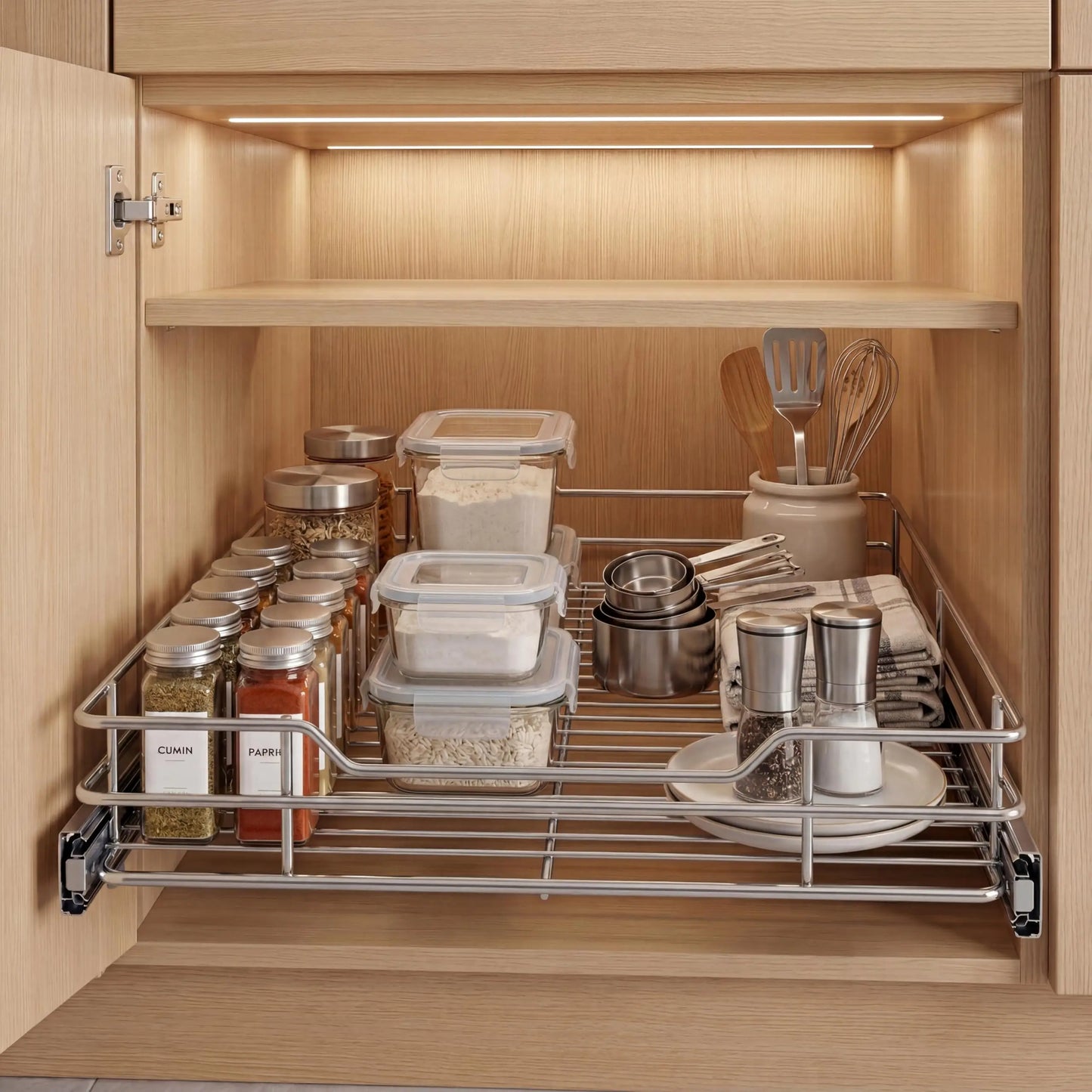 HiMISS Heavy Duty Stainless Steel Cabinet Pull Out Organizer