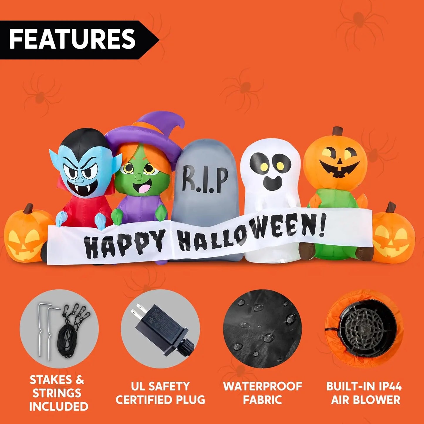 Joyfy Halloween Inflatable Tombstone Ghost Vampire Witch LEDs Decor