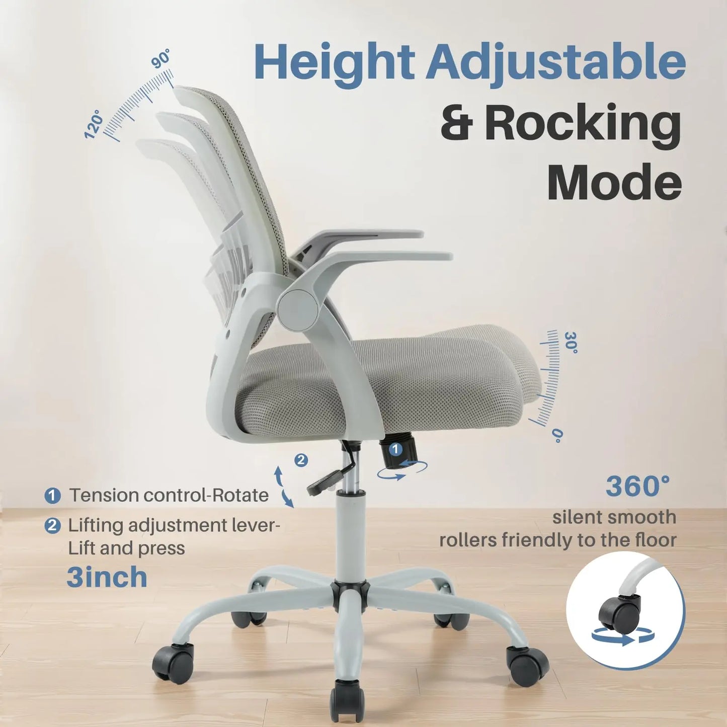 JHK Ergonomic Mid Back Office Chair With Lumbar Support