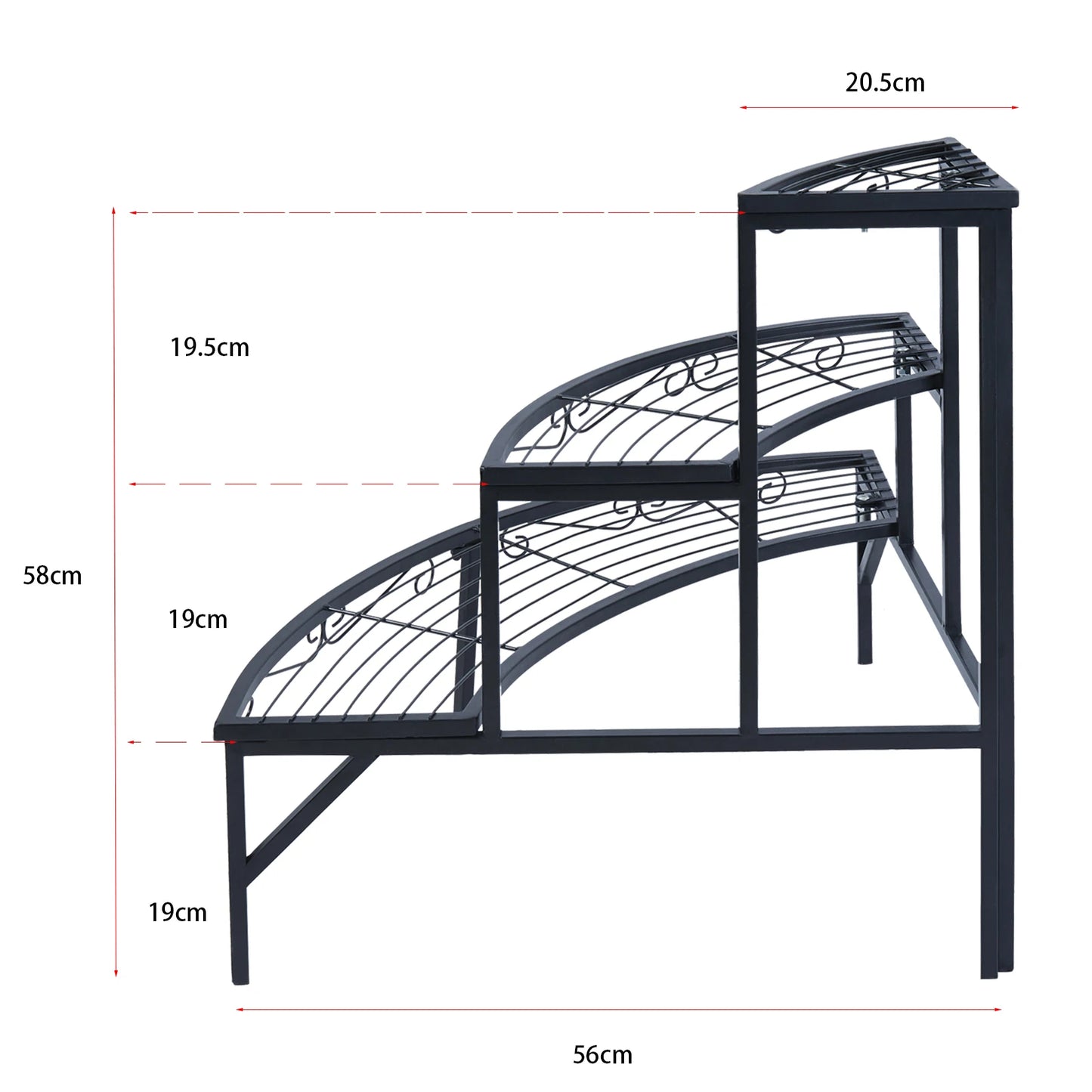 Wisfor Three Tier Corner Ladder Metal Plant Shelf For Garden