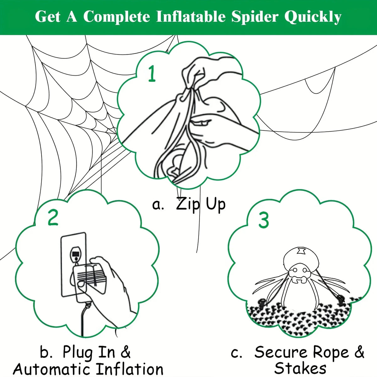 Giant LED Glowing Inflatable Spider Halloween Yard Decoration
