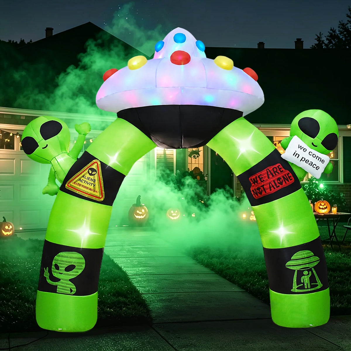 Halloween Inflatable Alien Archway With LED Lights Outdoor Decoration