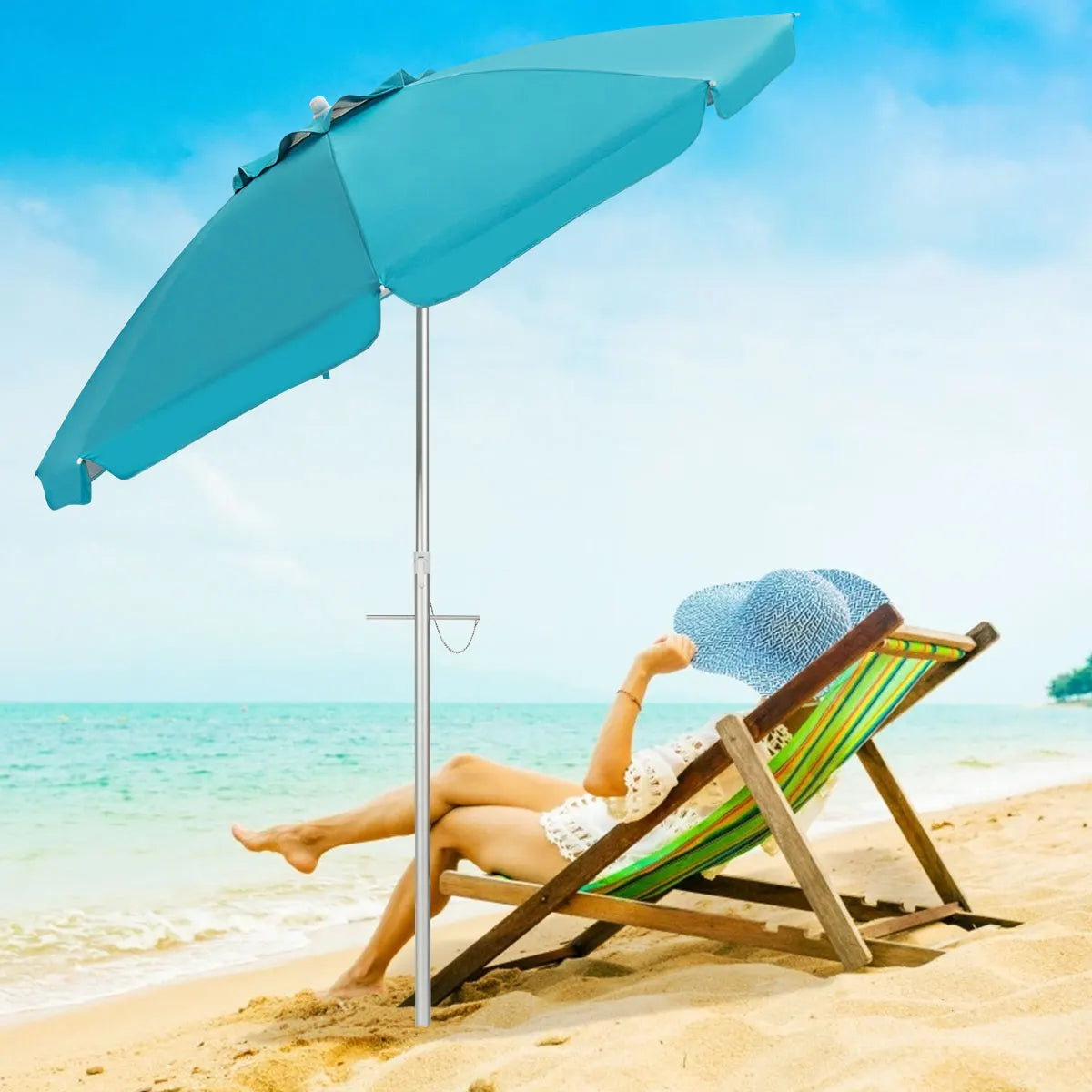 Homasis Tilt Aluminum Patio Beach Umbrella With Carry Bag