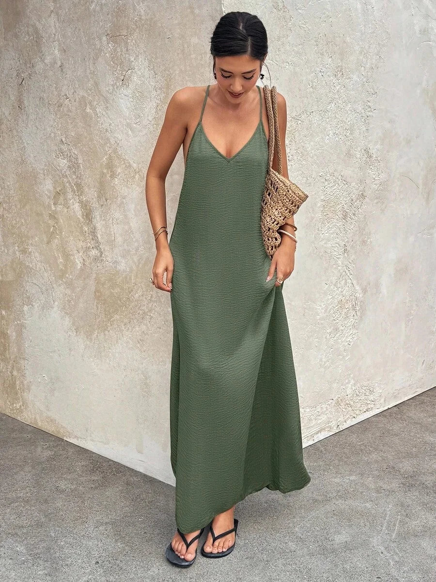 Elegant Polyester Strapless Long Backless Dress For Women