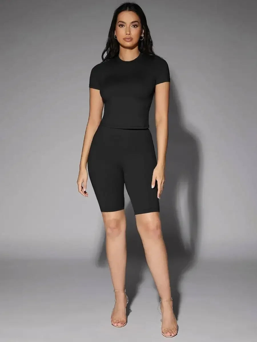 Silquee High Waist Biker Shorts For Women Knit Stretchy