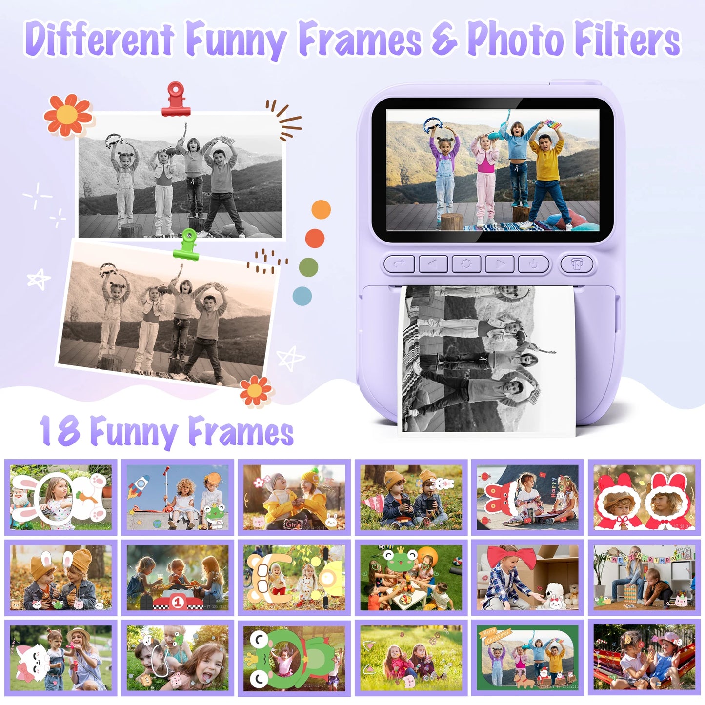 DIAMOOKY Kids Digital Camera LCD Instant Print 32MP HD