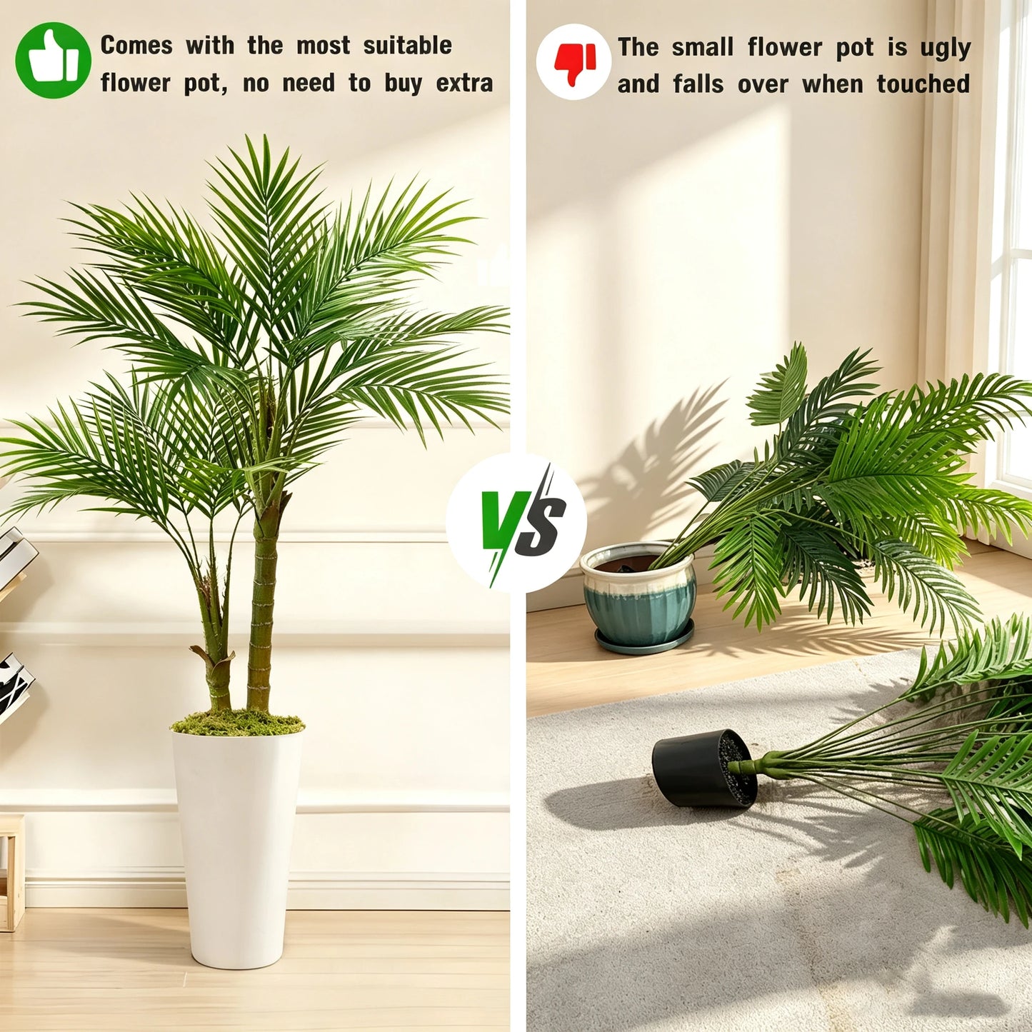 Olitree Artificial Areca Palm Tree With Decorative Floor Planter