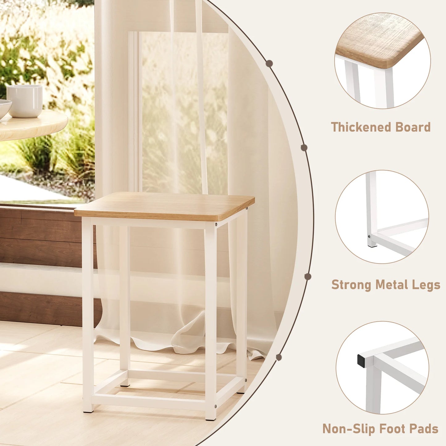 HOMASIS 5 Piece Dining Table And Chair Set Metal Legs