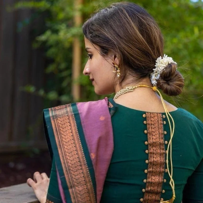 Indina Women Cotton Maheshwari Silk Saree With Blouse Piece