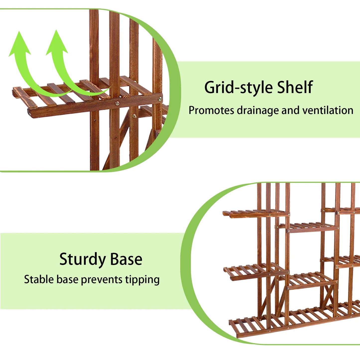 Wisfor Wood Multi Tier Plant Stand For Indoor Outdoor Decor