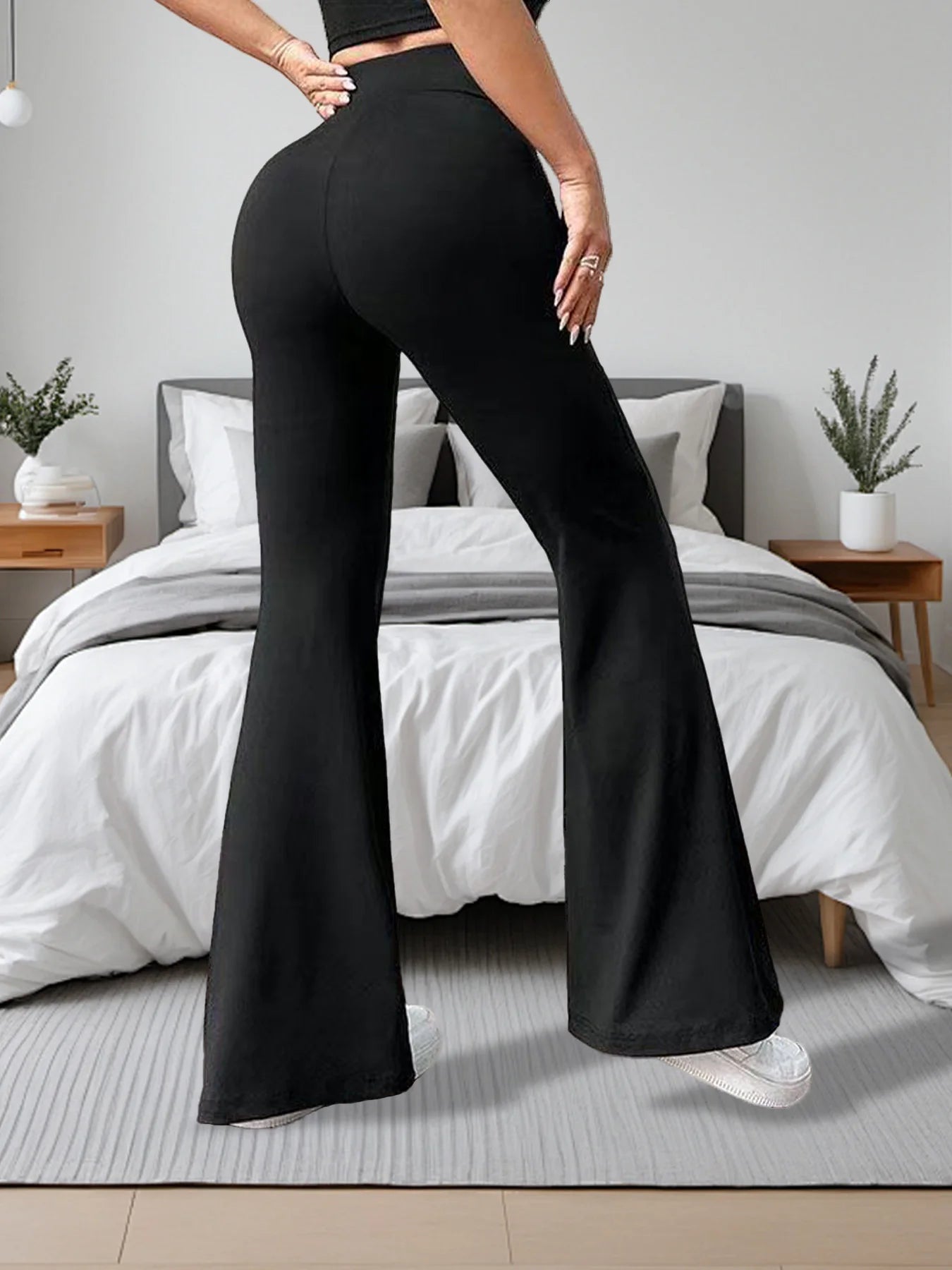 4-Piece Set High Waisted Women's Bell Bottom Pants Slimming
