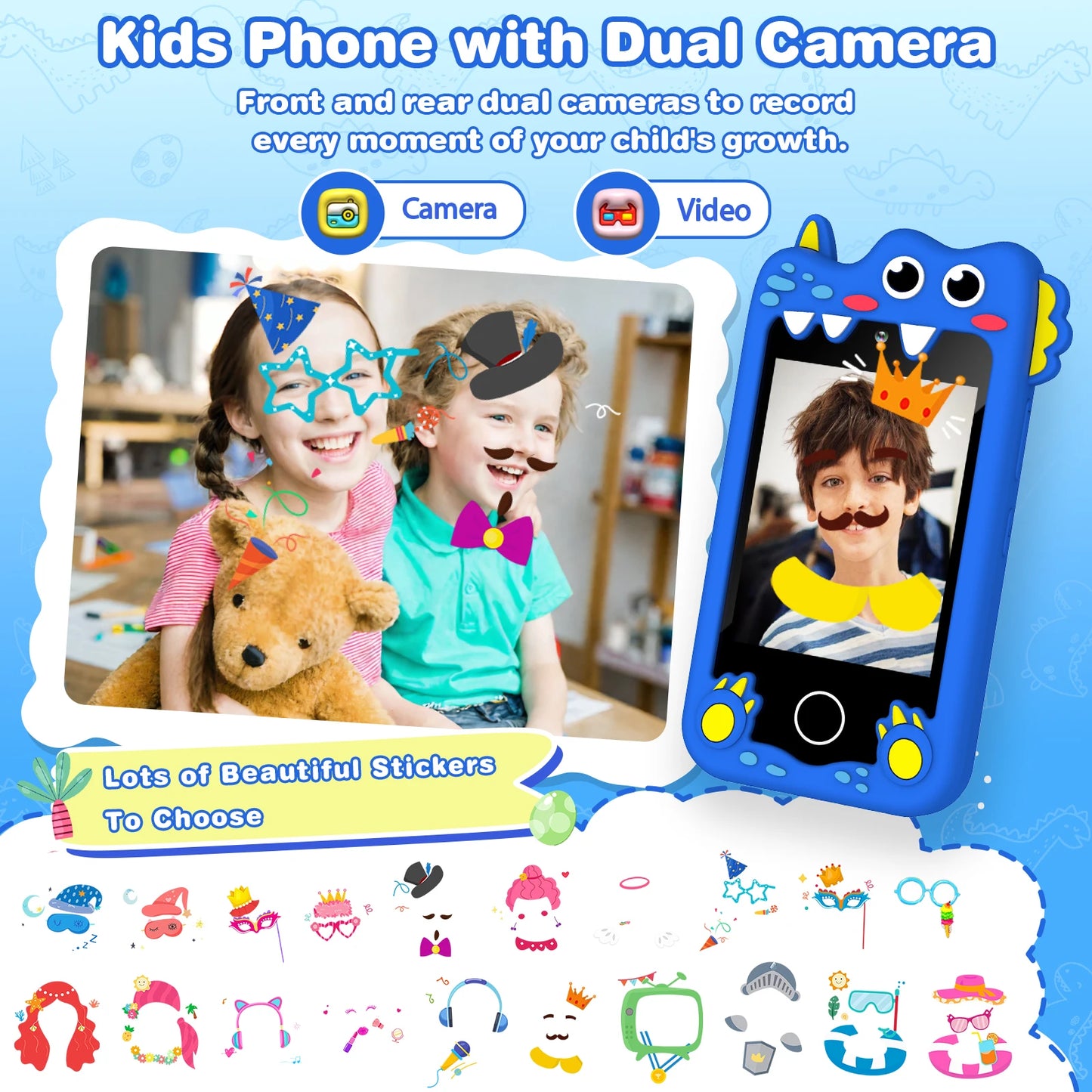 SANMERSEN Dinosaur Kids Smart Phone Educational Toy For Ages 3-6